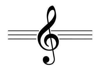 G Clef and Musical Staff Elegant Symbol of Music isolated on transparent background