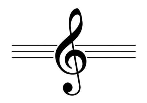 G Clef and Musical Staff Elegant Symbol of Music isolated on transparent background
