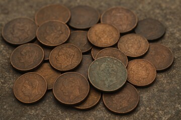 A Pile of Old and Weathered Coins Displaying Historical Currency and Value Representation