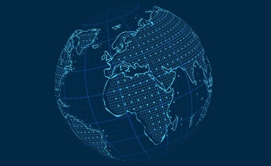 Futuristic technology. Cyberspace, Earth Internet network connection concept. background illustration 