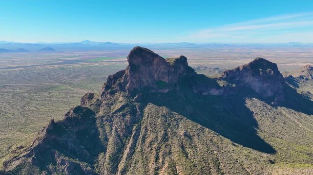 Picacho Peak aerial view in Picacho Peak State Park in Pinal County in Arizona AZ, USA. 