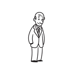 Old person in formal suit black and white vector illustration portrait elegant classic digital artwork