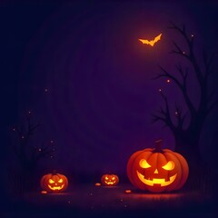 halloween background with pumpkin and bats