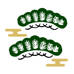 レトロな手描きの松の和柄素材｜松,和風,お正月,年賀状