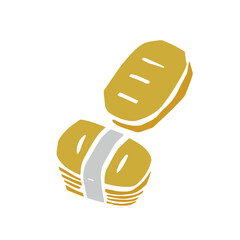 レトロな手描きの小判の和風イラスト素材｜金運,縁起物,お正月,年賀状