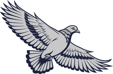 Realistic Pigeon Illustration Artwork. Detailed Dove Creative Illustration. Pigeon Illustration for Wildlife Artwork. Realistic Dove Illustration Design. Beautiful Pigeon Creative Artwork Illustration