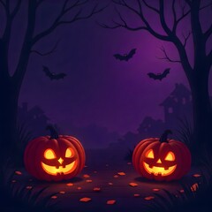 halloween background with pumpkin and bats