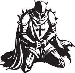 Kneeling Knight EPS & PNG Digital Files, Vector Graphic Design Print Laser Engrave Files, Instant Digital Download, Crusader