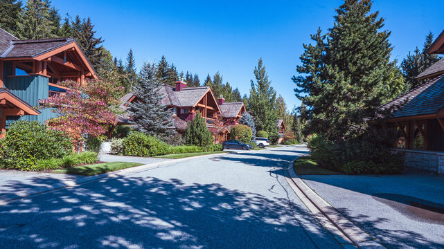 Residential neighborhood in Whistler, BC, during summer.