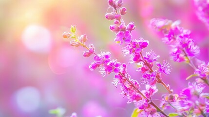 Fototapeta premium Delicate Pink Flowers in Soft Focus with Dreamy Background Glow