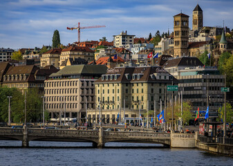 Cityscape of Zurich, Switzerland, view over the Limmat River in Altstadt