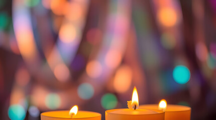 Luminous Dreamscape: A Dance of Iridescent Fire Over Candlelight
