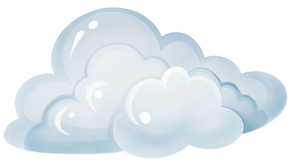 Fototapeta premium Watercolor cloud illustration on transparent background.