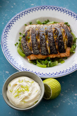 Oven-Baked Salmon with Lime and Creamy Sauce