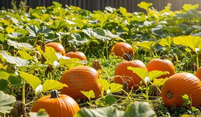 pumpkins in the grass
