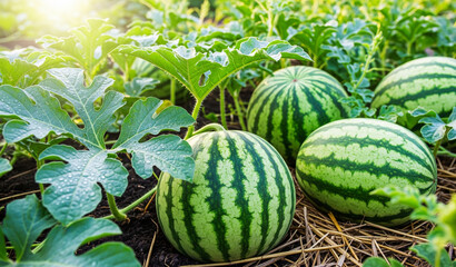 watermelon in the garden