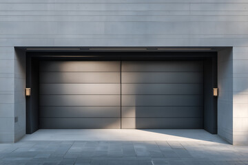 Contemporary minimalistic garages with sleek gates. Clean design, modern aesthetics, and functional architecture.