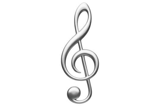 A high quality photograph of a single musical note isolated on a transparant or white background