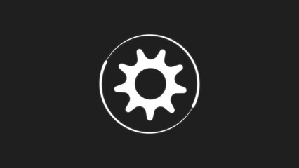 Fototapeta premium Abstract white gear cogwheel symbol inside an oval outline on a dark background