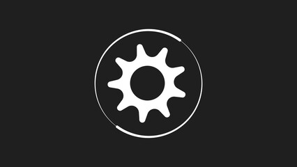 Obraz premium Abstract white cogwheel inside an oval shape on a dark background
