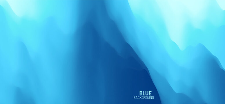 Blue abstract background. Water surface. Sky with clouds. Landscape with mountains. Vector illustration for design.
