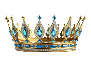 A high quality photograph of a single golden crown isolated on a transparant or white background