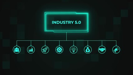 Digital interface displaying information about industry 5.0. performance metrics, and business insights from large data sets ,network , business ,technology concept - Powered by Adobe
