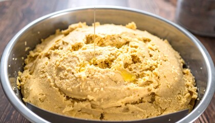 Dough being oiled in a bowl
