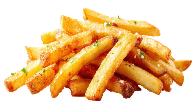 Crispy Golden French Fries Stacked on a Transparent Background for Food Lovers