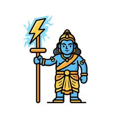 Cartoon depiction of Hindu deity Indra, holding his thunderbolt Vajra.