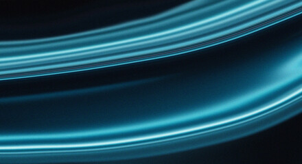 Abstract aqua blue glowing streaks light trails with grainy textured background