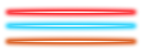 Set of glowing neon light lines isolated on transparent background. Vibrant red, blue, yellow neon lights. Shiny glowing light streaks. Isolated on white background. Design elements PNG