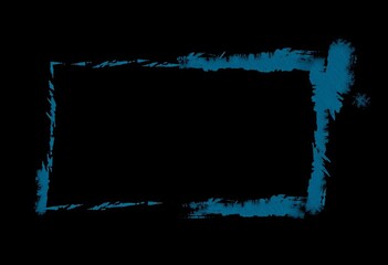 Abstract blue-cyan grunge frame on dark background; minimal sport design, sport design, minimal