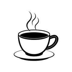 Simple drawing of a cup of hot coffee