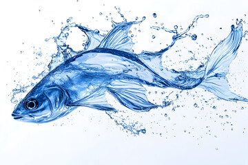 Obraz premium Aquatic elegance a fish composed of water motion in digital art