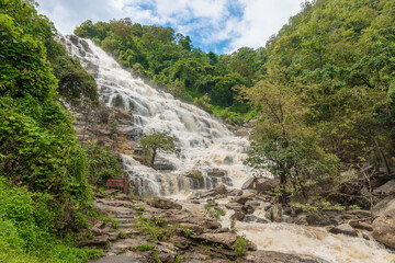 Landscape nature Mae Ya waterfall in mountain Chiang mai Thailand located within the area of Doi Inthanon National Park. A popular destination for tourist in Chiangmai province, Northern of Thailand