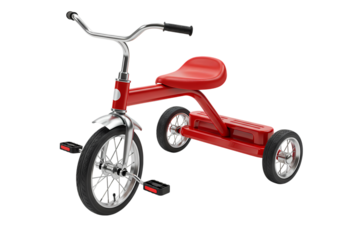 Classic Red Metal Tricycle isolated on transparent background