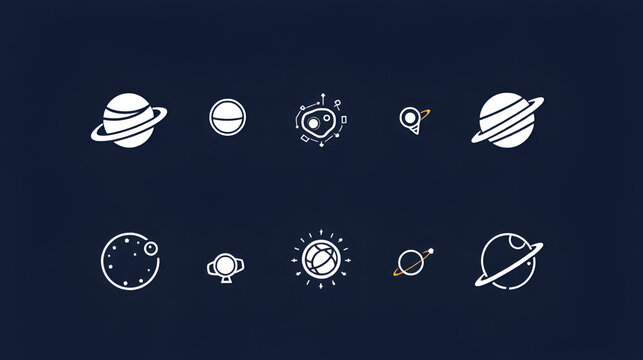 Space and astronomy line icon set. Vector editable stroke icon.