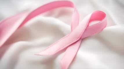 Gentle Pink Ribbon Clipped to a Light Colored Cloth