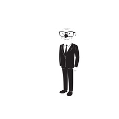 Old person in formal suit black and white vector illustration portrait elegant classic digital artwork