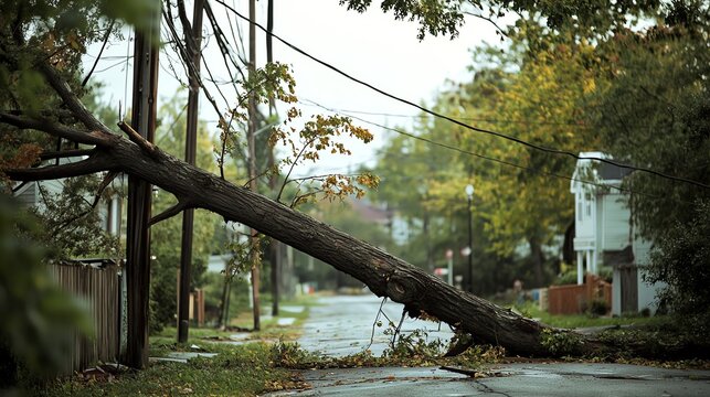 Fallen tree across power lines