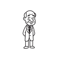 Old person in formal suit black and white vector illustration portrait elegant classic digital artwork
