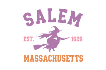 Obraz premium Salem Massachusetts, Halloween typography T Shirt Design