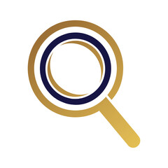 Golden navy and white concentric circles forming a magnifying glass search research