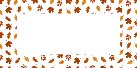 Autumn-themed border design with vibrant orange and brown leaves, framing a blank space for customization
