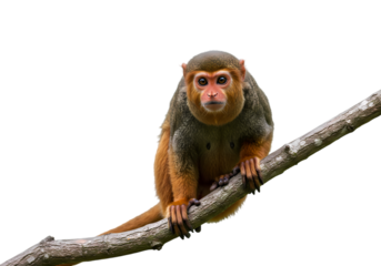 Golden Lion Tamarin on Branch isolated on transparent background