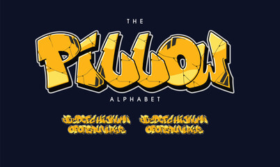 Pillow, Colorful graffiti editable text style effect. Vector text effect with paint wall concept.	
