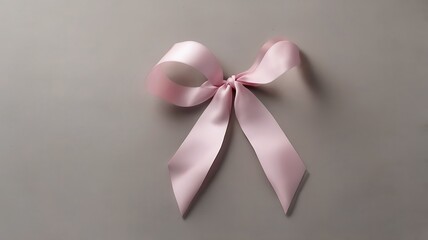 Soft Pink Ribbon Forming Heart Outline on Smooth Concrete