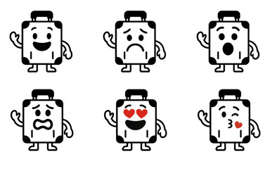set character suitcase with emotion vector
Vector set character with emotions joy, sadness, satisfaction, anger, love, kiss