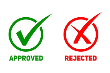 Approved and rejected symbols isolated on transparent background